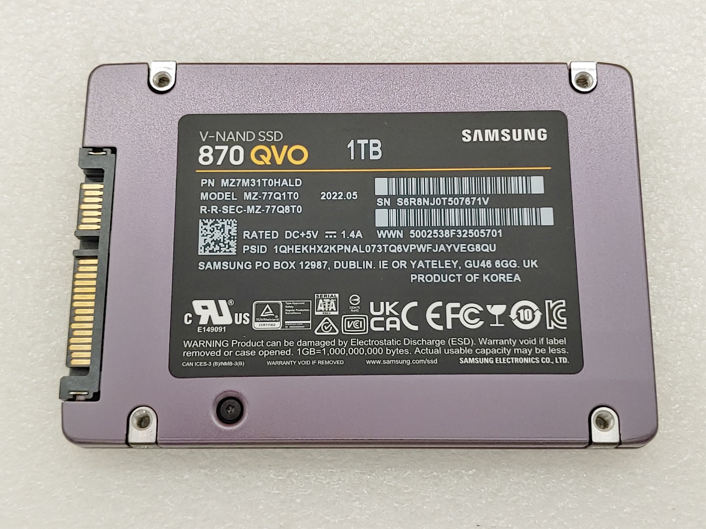Samsung 870 QVO 1TB 2.5" SATA III 6Gbp/s Internal SSD MZ-77Q1T0 (100% Health) - Image 5