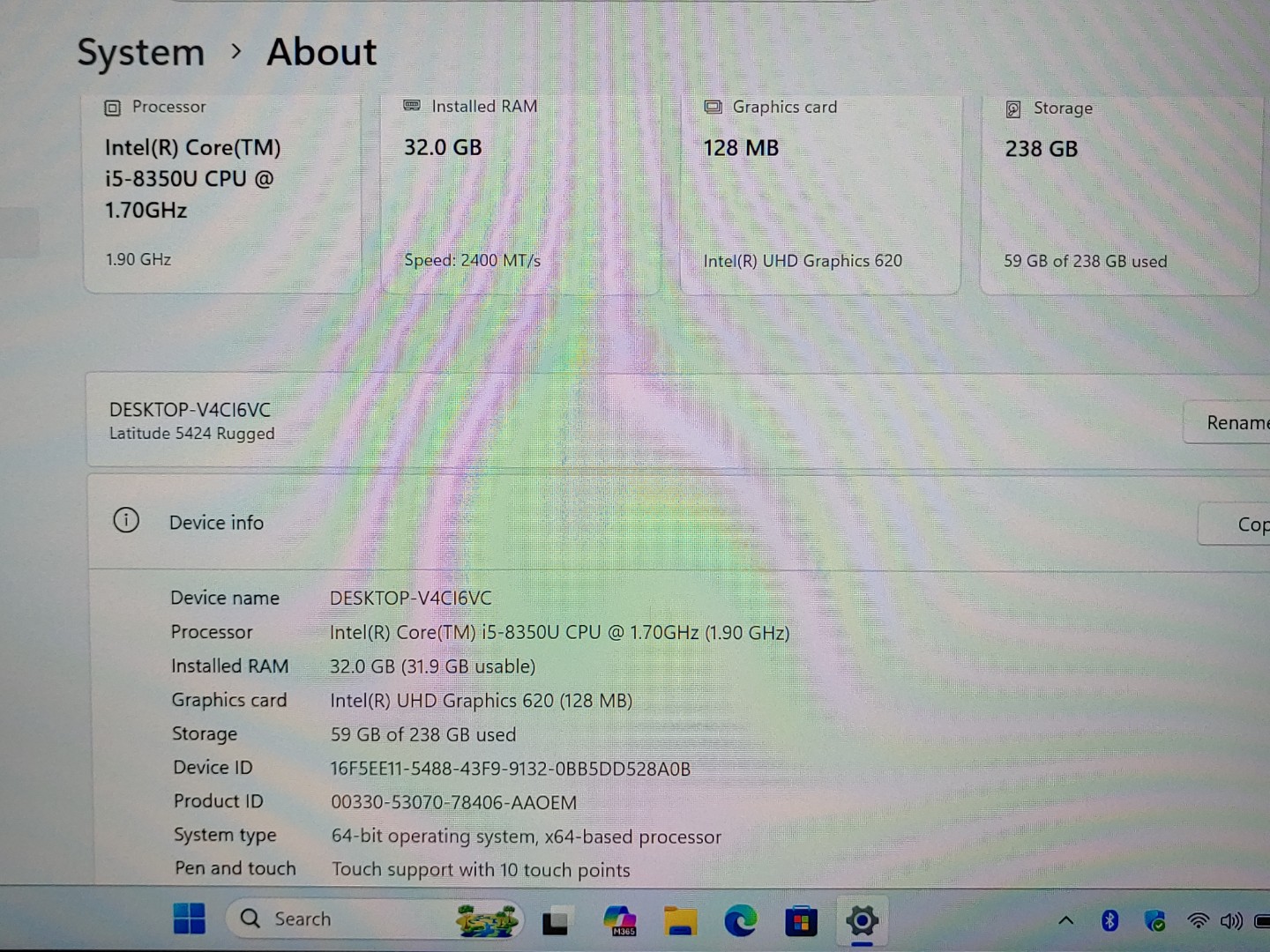 Dell Latitude 5424 Rugged 14" Touch i5-8350U 32GB RAM 256GB SSD Win11Pro *NO A/C - Image 9