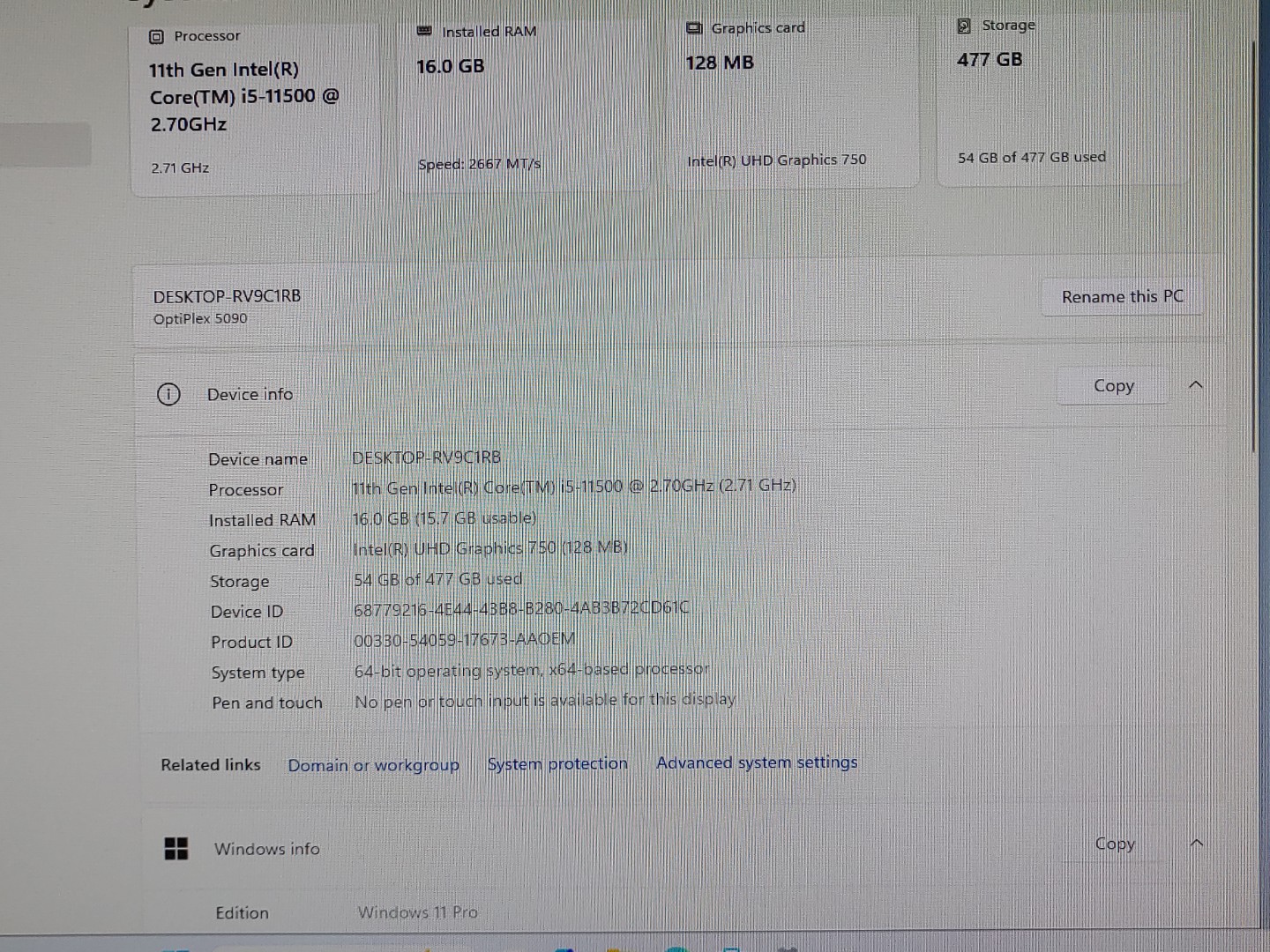 Dell OptiPlex 5090 SFF Desktop Intel i5-11500 16GB RAM 512GB SSD Windows11Pro - Image 8