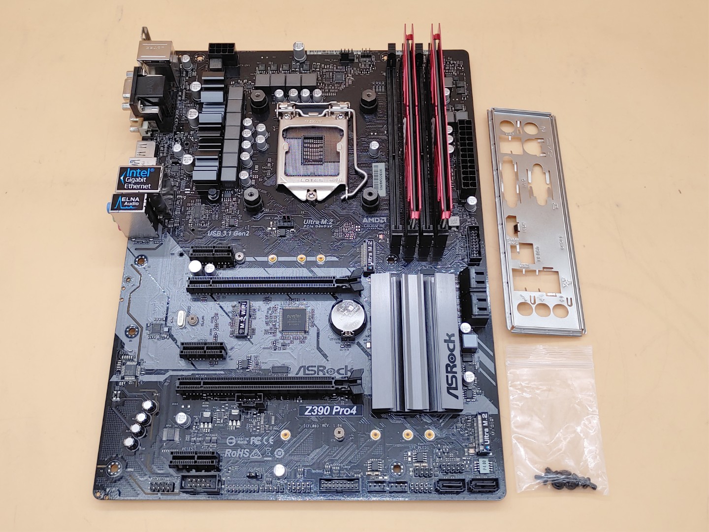 ASRock Z390 Pro4 LGA 1151 Ultra M.2 DDR4 Intel ATX Motherboard w/ 16GB RAM