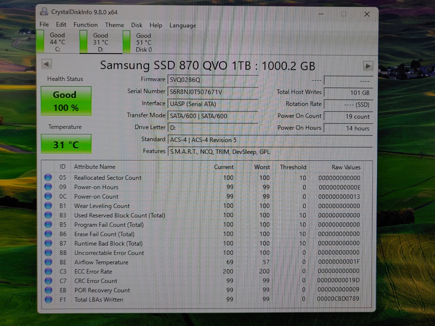 Samsung 870 QVO 1TB 2.5" SATA III 6Gbp/s Internal SSD MZ-77Q1T0 (100% Health) - Image 2