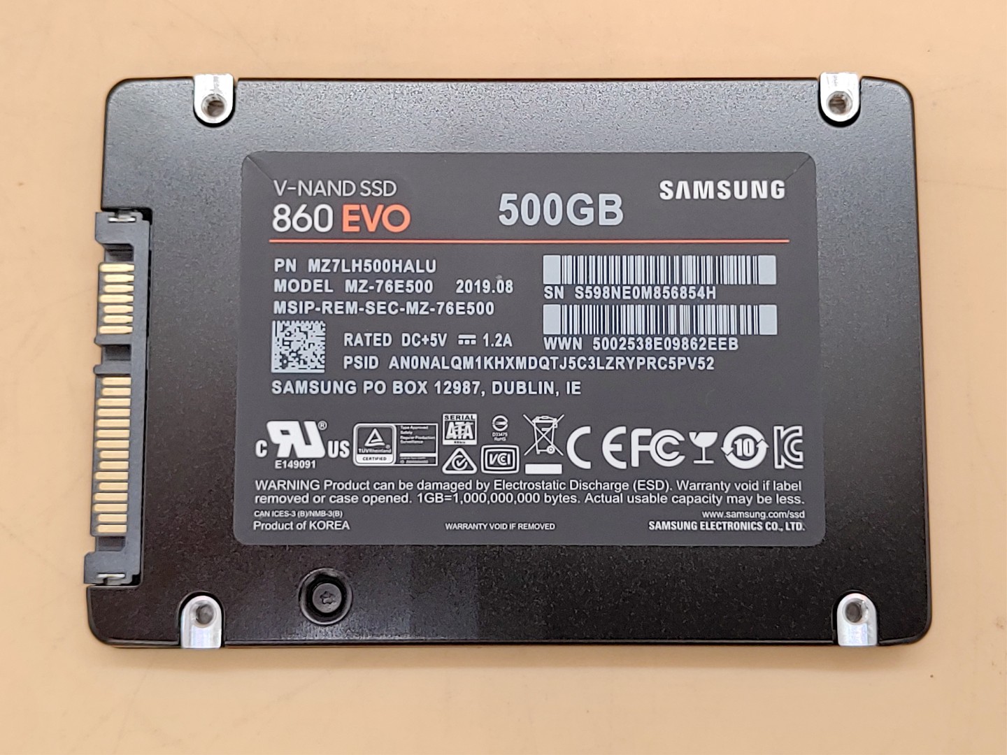 Samsung 860 EVO 500GB 2.5" SATA III SSD Solid State Drive MZ-76E500 (98% Health) - Image 4