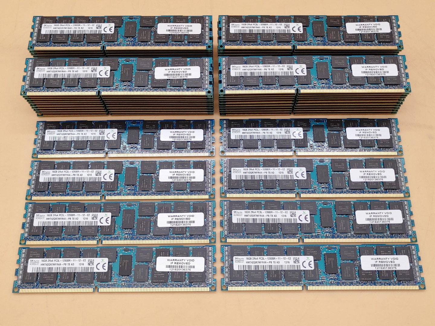 SK Hynix 16GB 2Rx4 PC3L-12800R DDR3 HMT42GR7MFR4A-PB ECC Server Ram -LOT of (48)