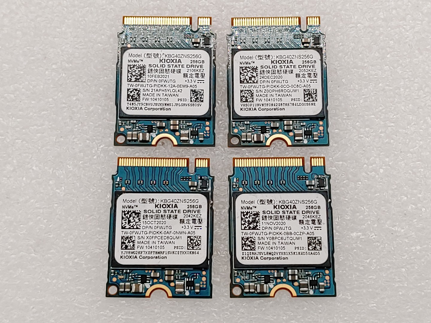 KIOXIA 256GB NVMe M.2 2230 PCIe SSD Solid State Drive KBG40ZNS256G - LOT of (4)