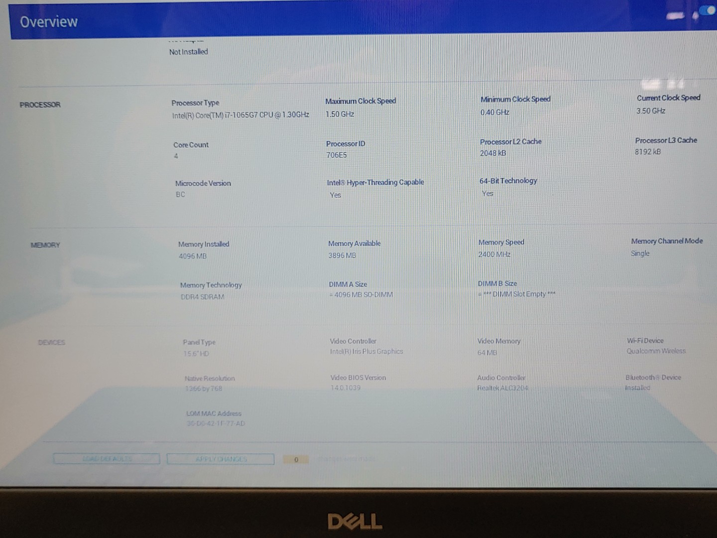 Dell Inspiron 3593 15.6" Touch i7-1065G7 4GB *NO HDD/SSD/OS/AC* *BROKEN DC JACK* - Image 12