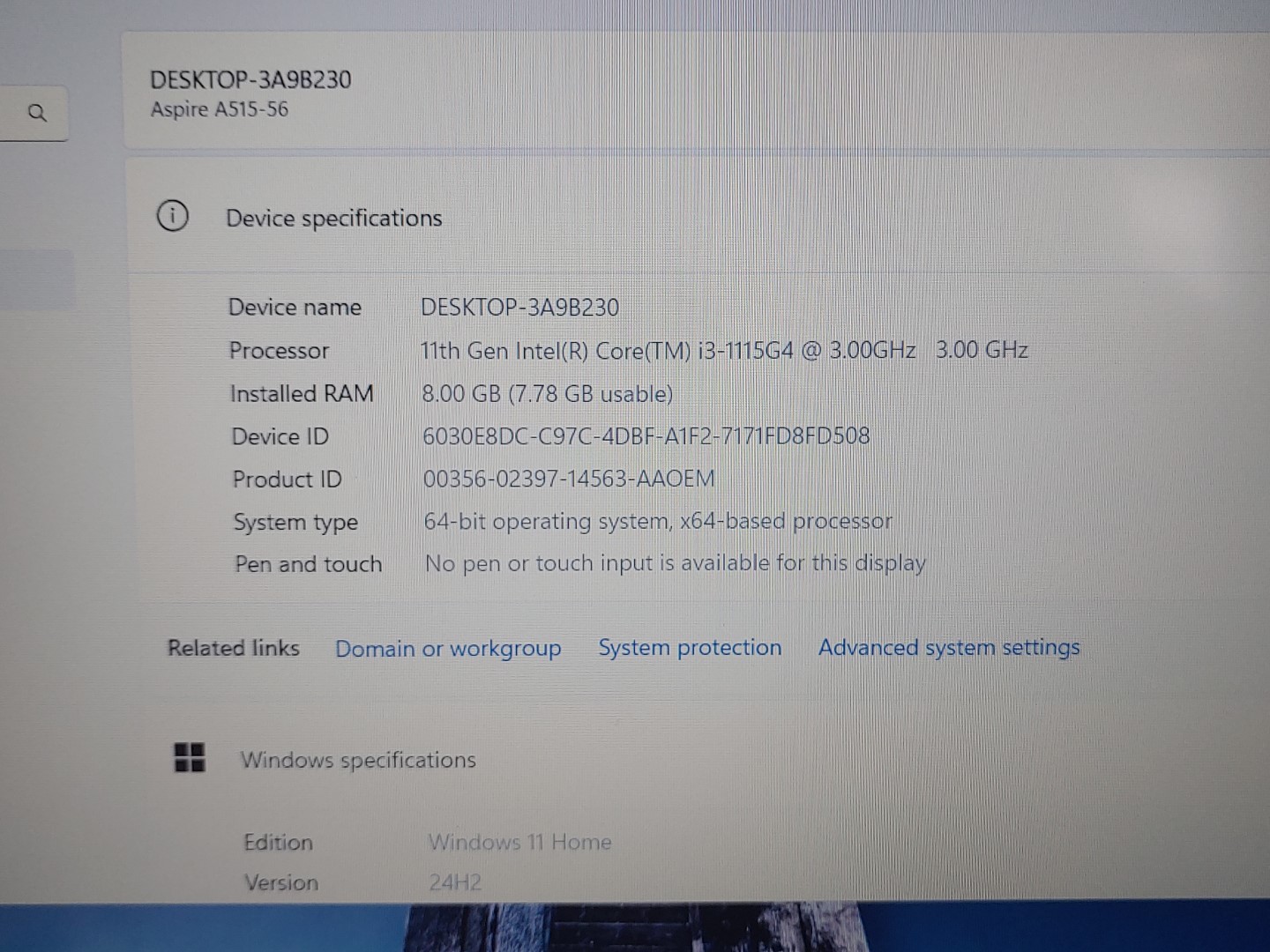 Acer Aspire 5 A515-56 15.6" Intel i3-1115G4 8GB 128GB NVMe Windows11 *NO A/C* - Image 9