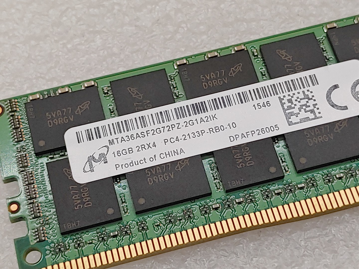 Micron 16GB 2RX4 PC4-2133P DDR4 MTA36ASF2G72PZ-2G1A2IK ECC Reg RDIMM Server Ram - Image 2