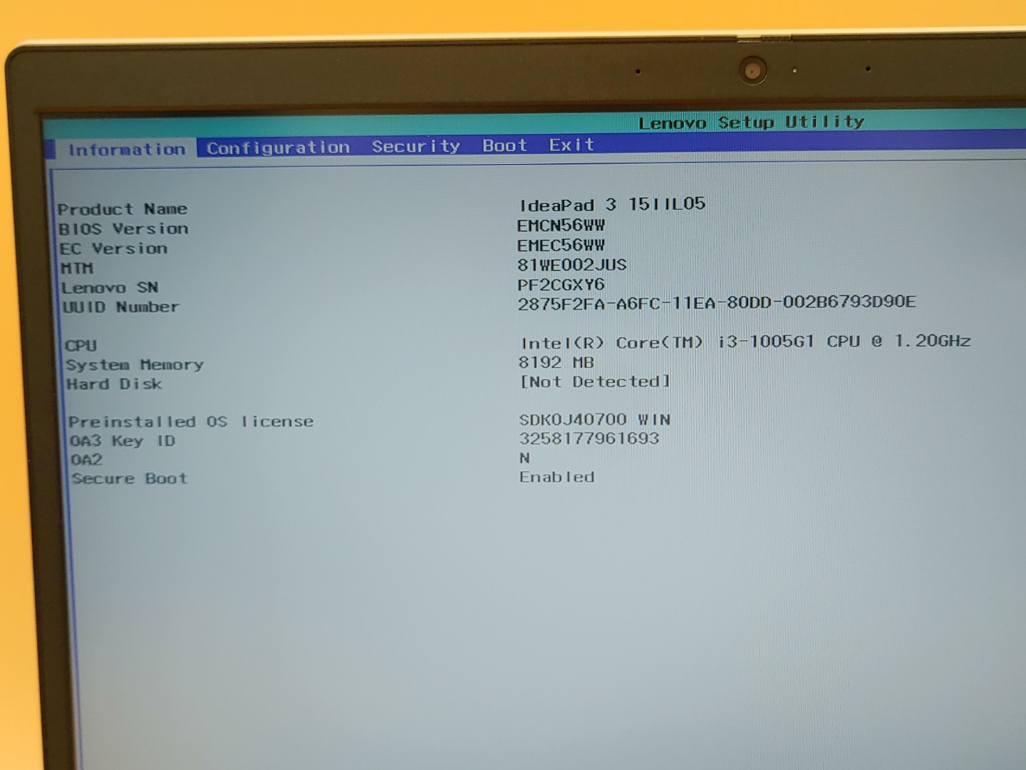 Lenovo IdeaPad 3 15IIL05 15.6" i3-1005G1 8GB *NO SSD/HDD/NO OS/NO AC* *BAD BATT* - Image 9