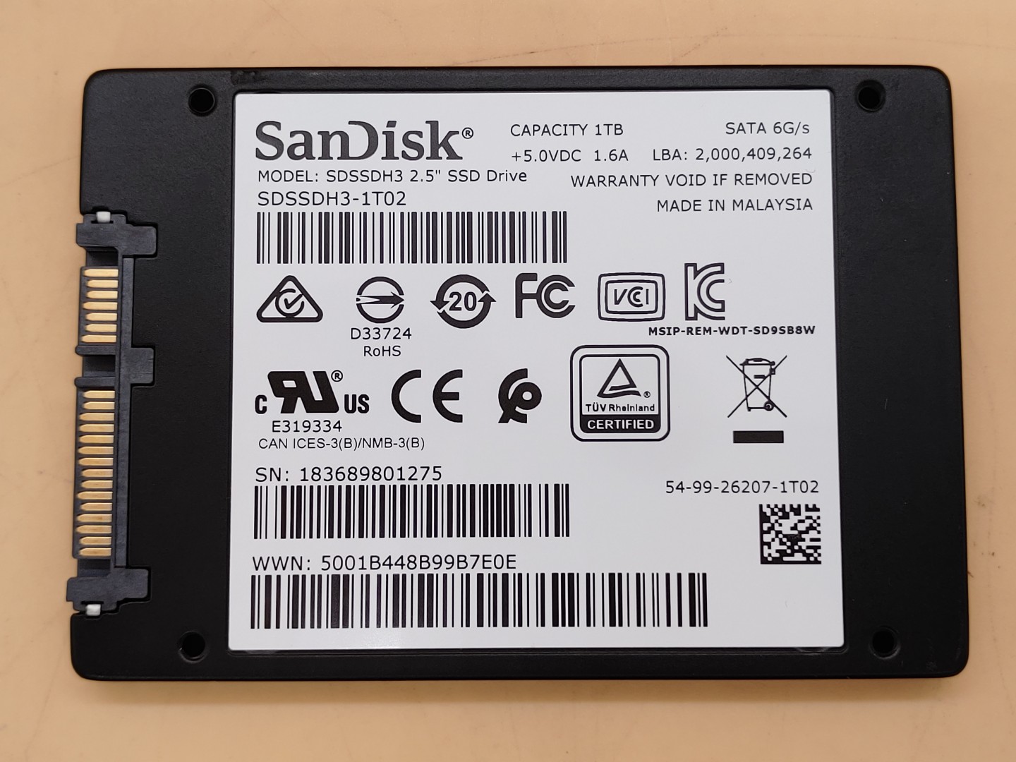 SanDisk Ultra 3D 1TB SATA III 2.5" Solid State Drive SDSSDH3-1T02 (100% Health) - Image 4