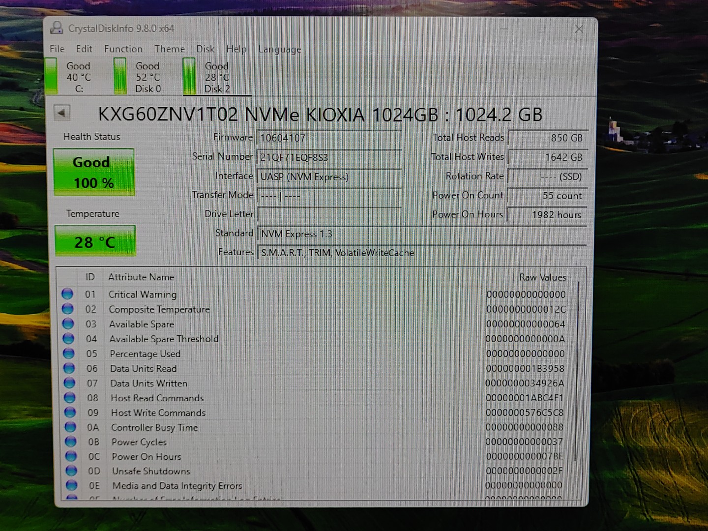 Kioxia 1024GB XG6 M.2 PCIe Gen3 x4 NVMe (KXG60ZNV1T02) NVMe SSD (100% Health) - Image 2