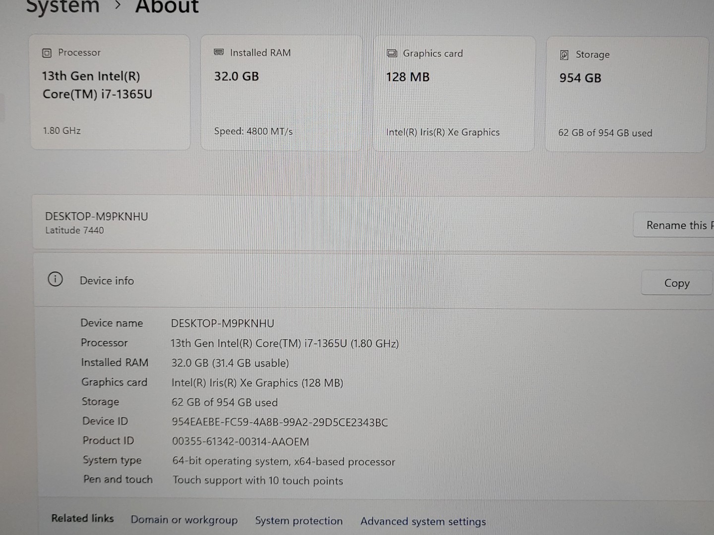 Dell Latitude 7440 14" Touch Intel i7-1365U 32GB 1024GB SSD Win11Pro **NO A/C** - Image 10